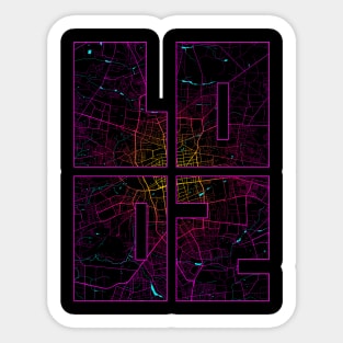 Lodz, Poland City Map Typography - Neon Sticker